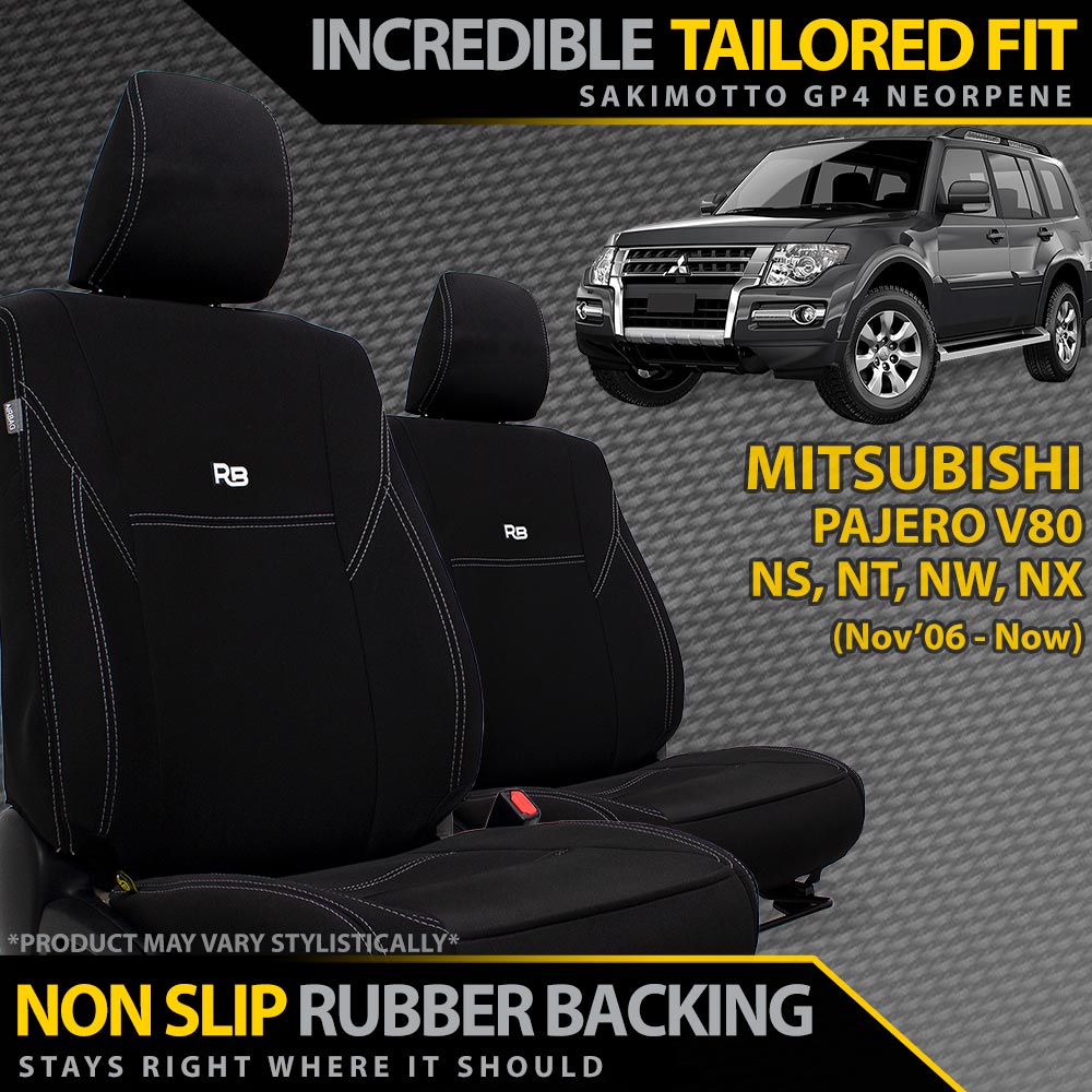 Razorback 4x4 - Mitsubishi Pajero V80 Neoprene 2x front row seat covers (Made to Order) - 4X4OC™ | 4x4 Offroad Centre