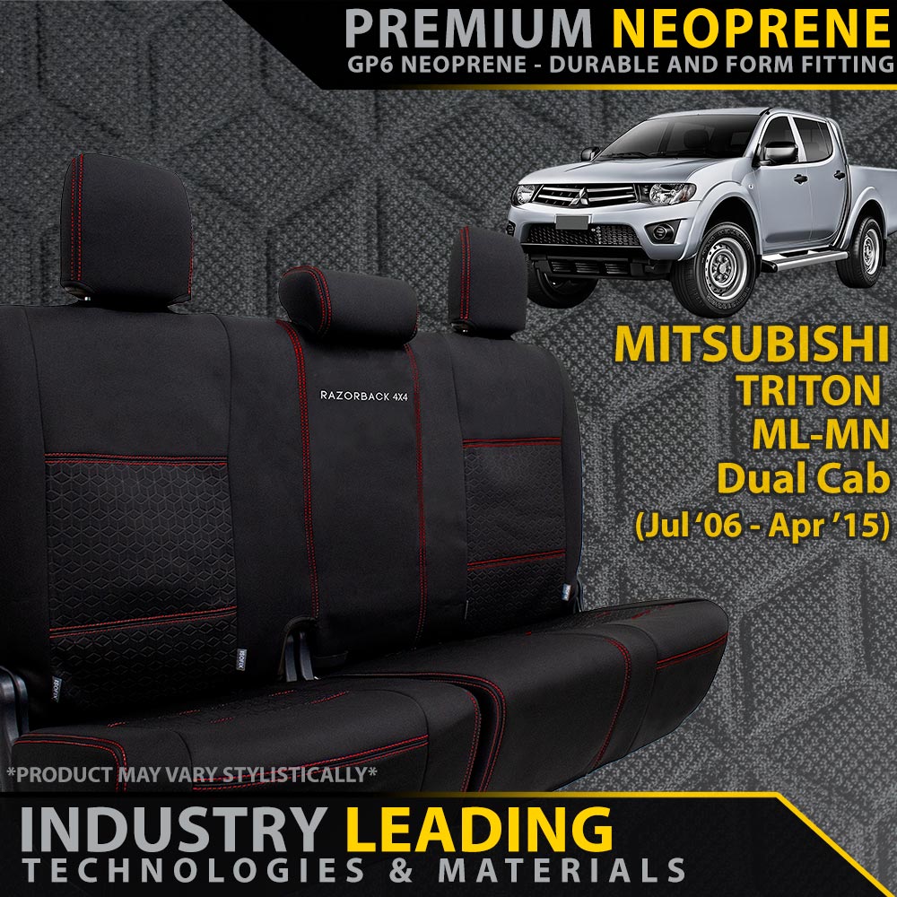 Razorback 4x4 - Mitsubishi Triton MN/ML Premium Neoprene Rear Row Seat Covers (Made to Order) - 4X4OC™ | 4x4 Offroad Centre