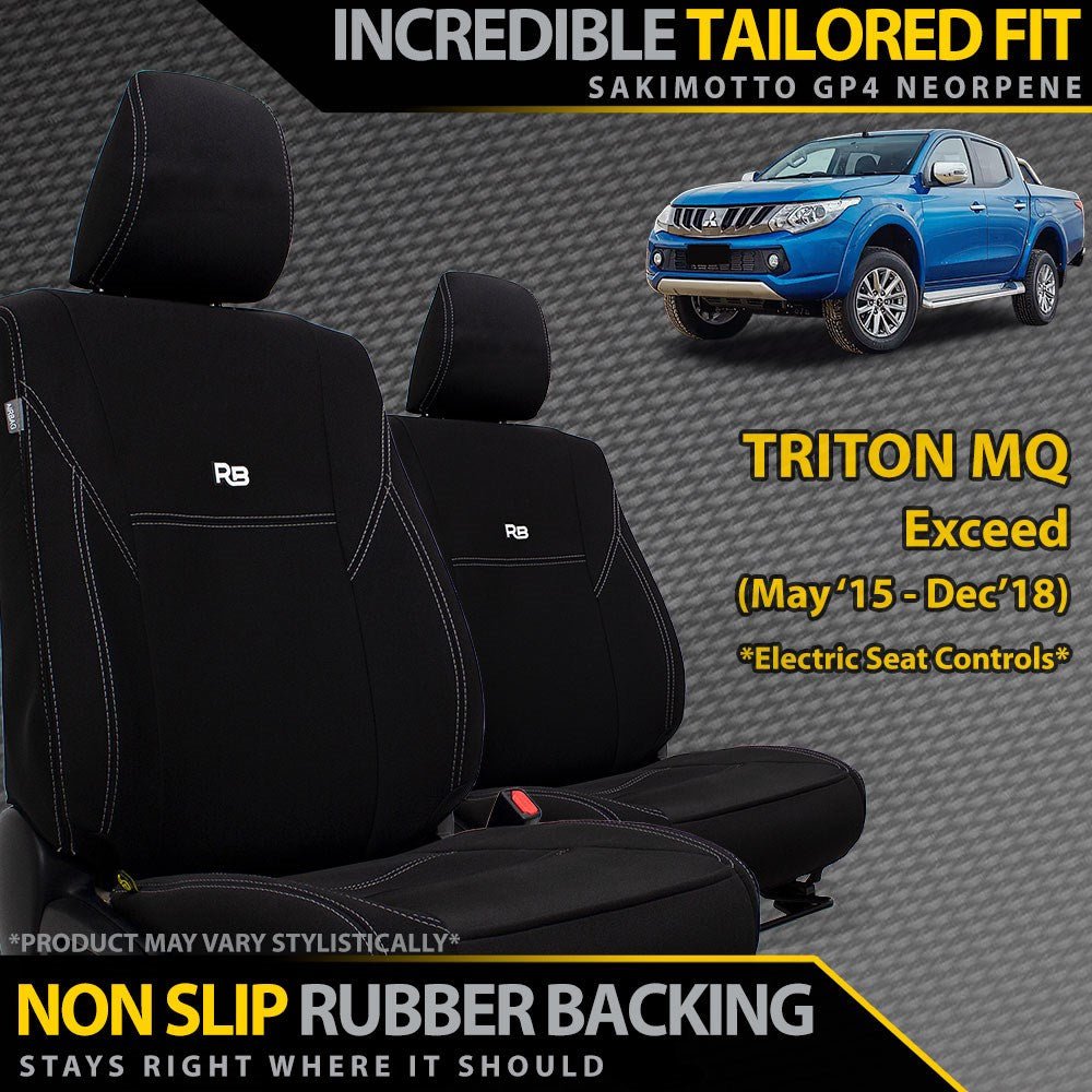 Razorback 4x4 - Mitsubishi Triton MQ (Leather Seats) Neoprene 2x Front Row Seat Covers (Made to Order) - 4X4OC™ | 4x4 Offroad Centre