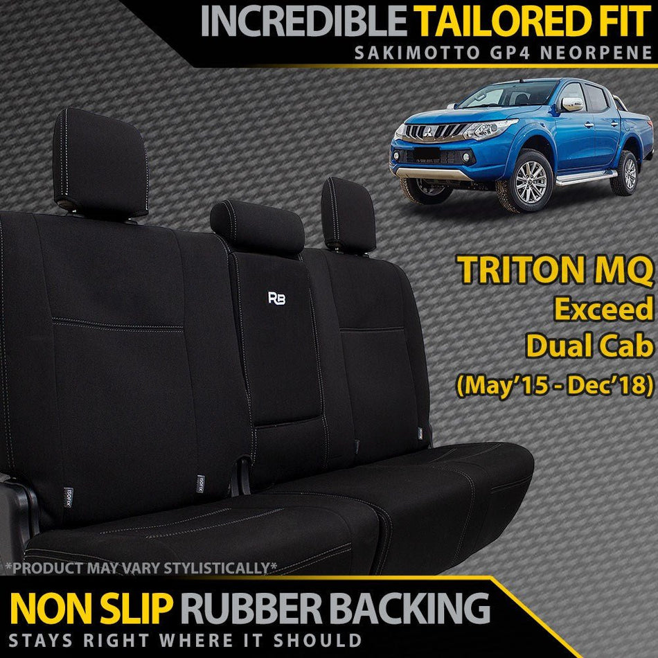 Razorback 4x4 - Mitsubishi Triton MQ (Leather Seats) Neoprene Rear Row Seat Covers (In Stock) - 4X4OC™ | 4x4 Offroad Centre