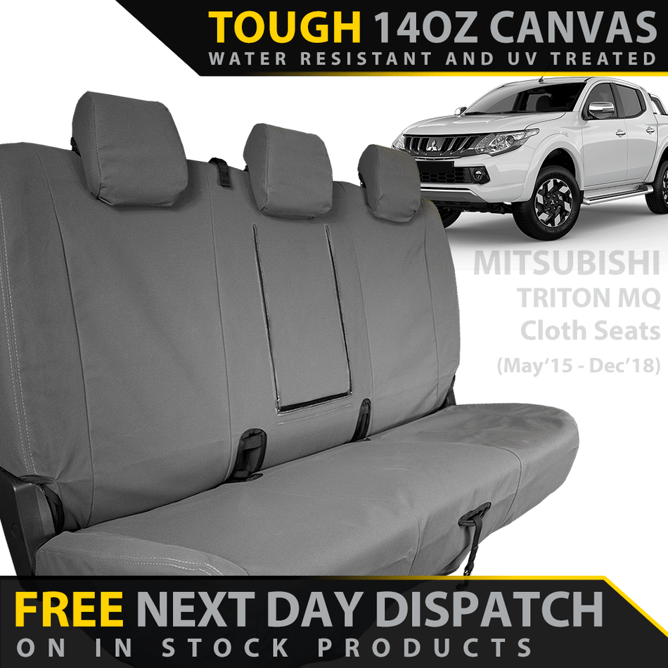 Razorback 4x4 - Mitsubishi Triton MQ Retro Canvas Rear Row Seat Covers (In Stock) - 4X4OC™ | 4x4 Offroad Centre