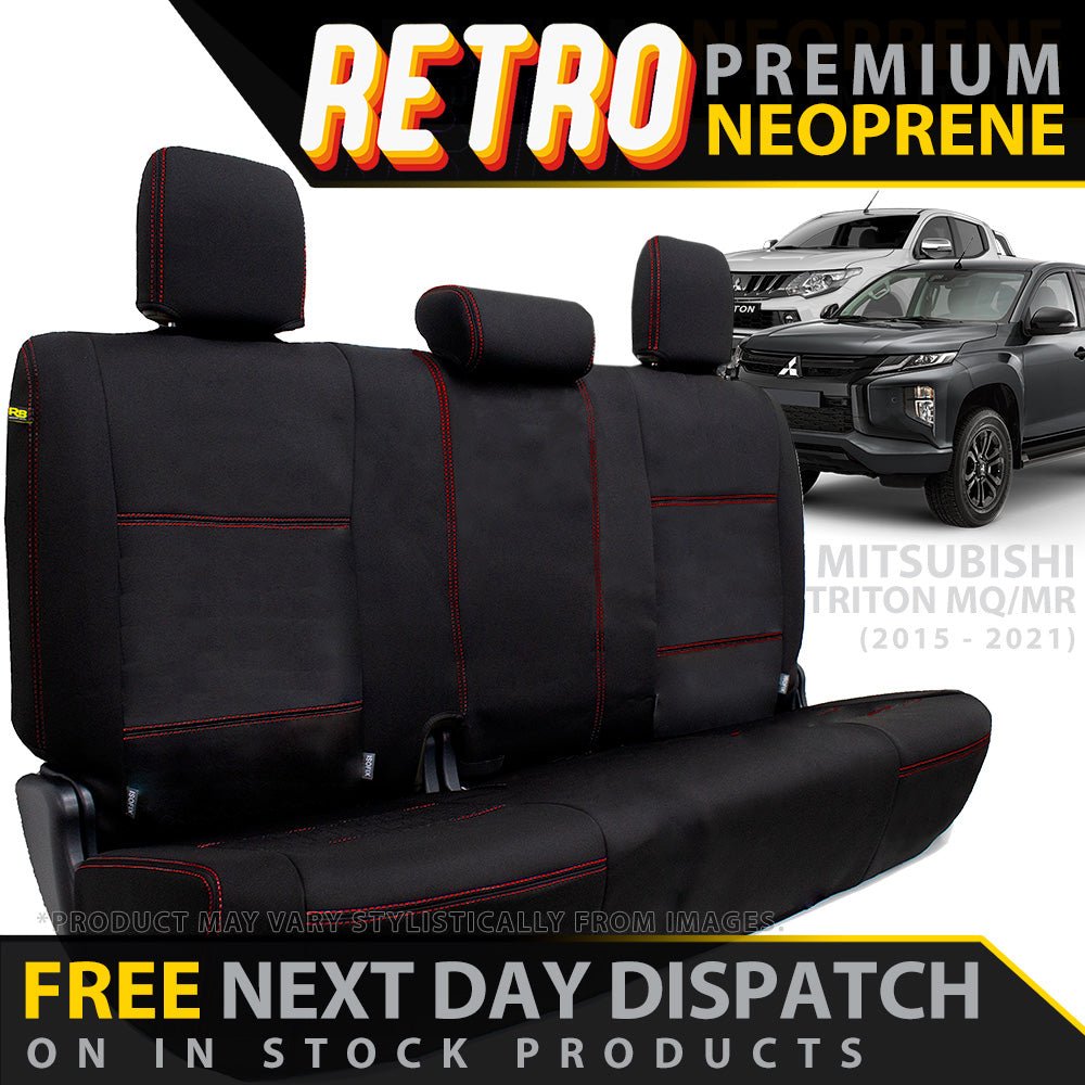 Razorback 4x4 - Mitsubishi Triton MQ/MR Retro Premium Neoprene Rear Row Seat Covers (In Stock) - 4X4OC™ | 4x4 Offroad Centre