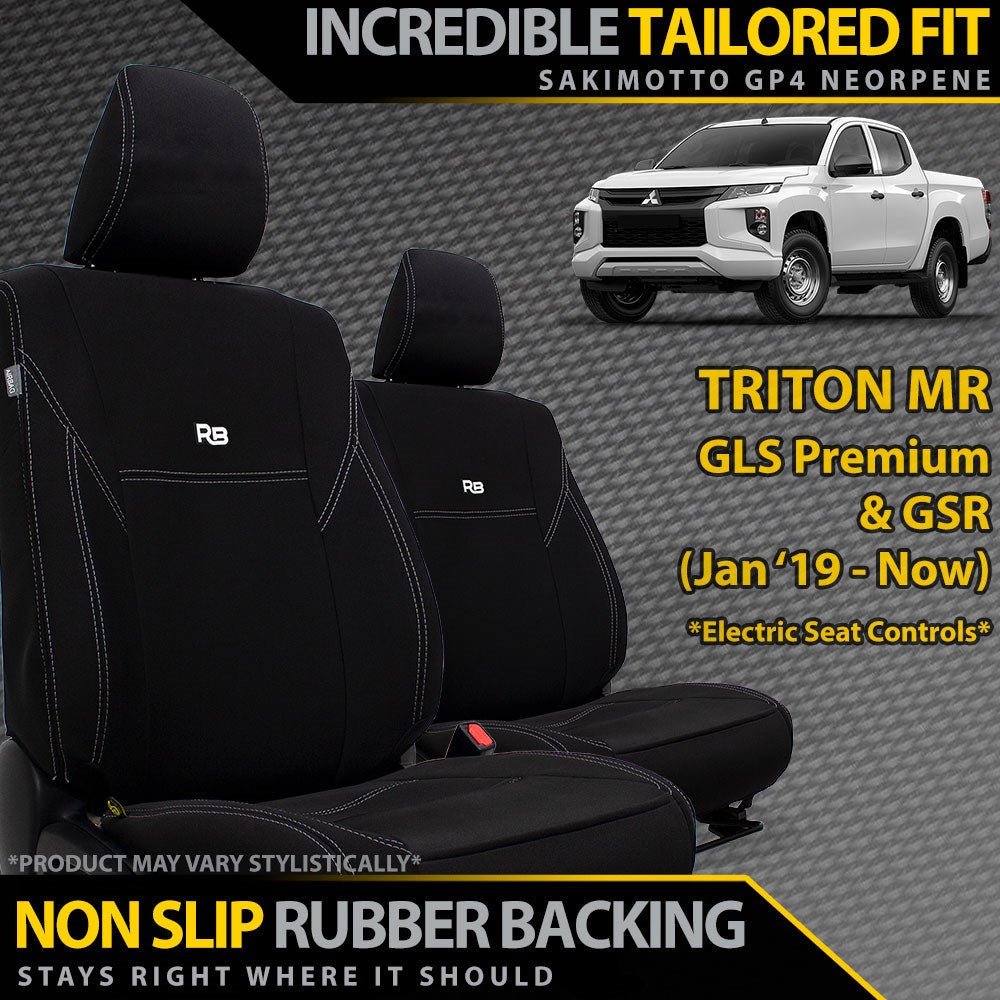 Razorback 4x4 - Mitsubishi Triton MR (Leather Seats) Neoprene 2x Front Row Seat Covers (Made to Order) - 4X4OC™ | 4x4 Offroad Centre