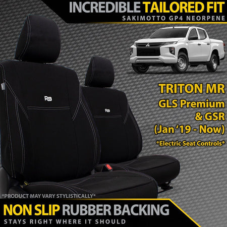 Razorback 4x4 - Mitsubishi Triton MR (Leather Seats) Neoprene 2x Front Row Seat Covers (Made to Order) - 4X4OC™ | 4x4 Offroad Centre