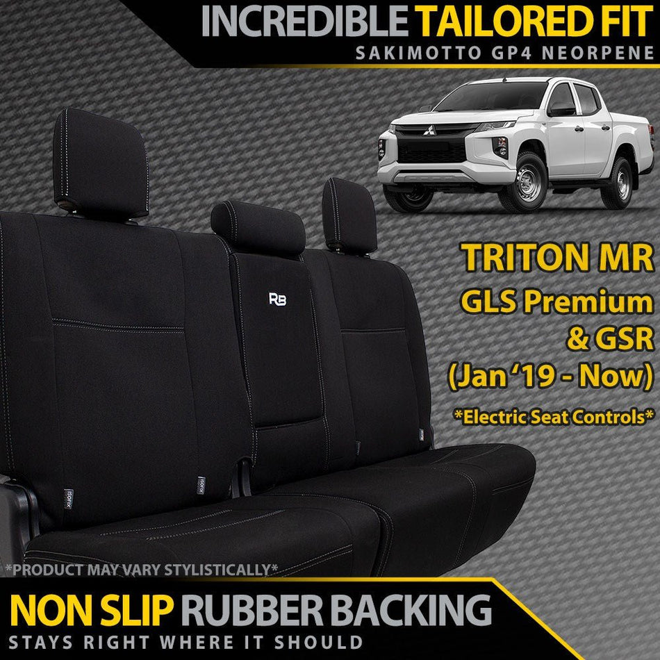 Razorback 4x4 - Mitsubishi Triton MR (Leather Seats) Neoprene Rear Row Seat Covers (In Stock) - 4X4OC™ | 4x4 Offroad Centre