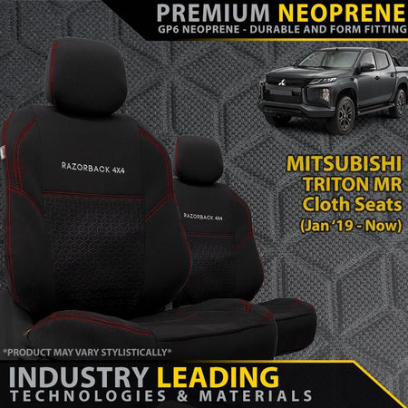 Razorback 4x4 - Mitsubishi Triton MR Premium Neoprene 2x Front Row Seat Covers (Made to Order) - 4X4OC™ | 4x4 Offroad Centre