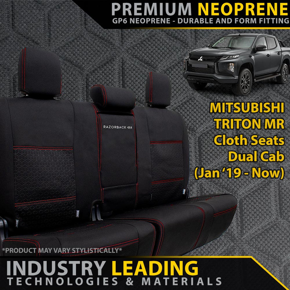 Razorback 4x4 - Mitsubishi Triton MR Premium Neoprene Rear Row Seat Covers (Made to Order) - 4X4OC™ | 4x4 Offroad Centre