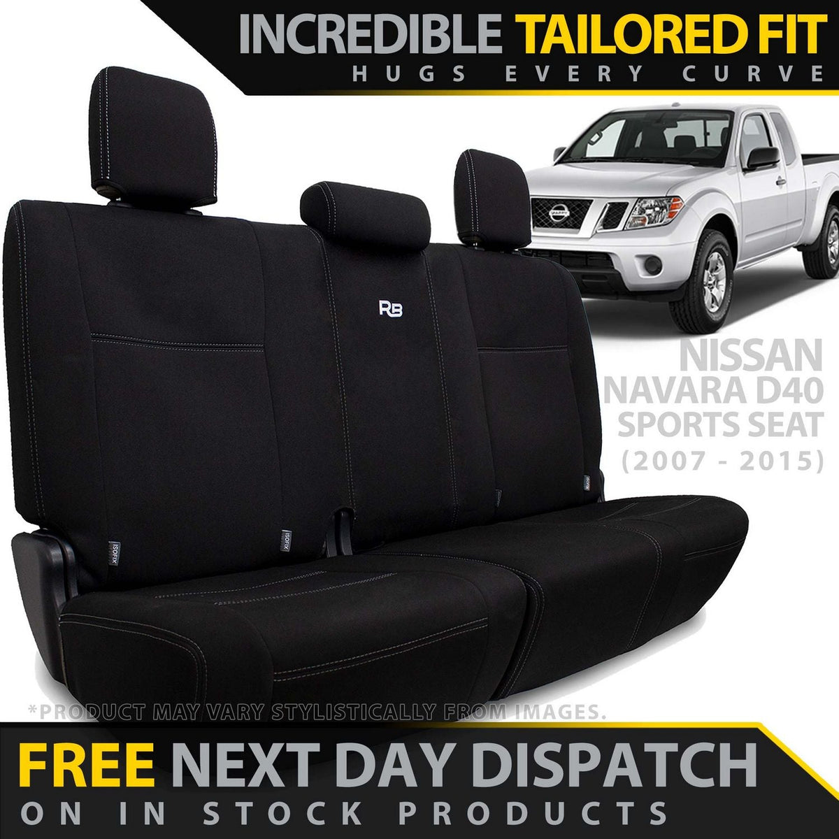 Razorback 4x4 - Nissan Navara D40 Neoprene Rear Row Seat Covers (Sports Seat) (Made to Order) - 4X4OC™ | 4x4 Offroad Centre