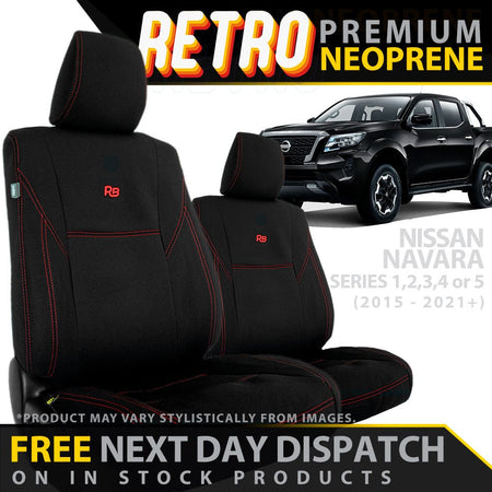 Razorback 4x4 - Nissan Navara NP300 Retro Premium Neoprene 2x Front Seat Covers (In Stock) - 4X4OC™ | 4x4 Offroad Centre