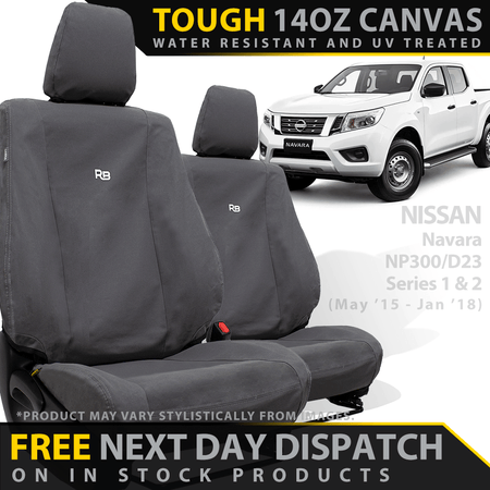 Razorback 4x4 - Nissan Navara NP300 Series 1 & 2 Retro Canvas 2x Front Seat Covers (In Stock) - 4X4OC™ | 4x4 Offroad Centre