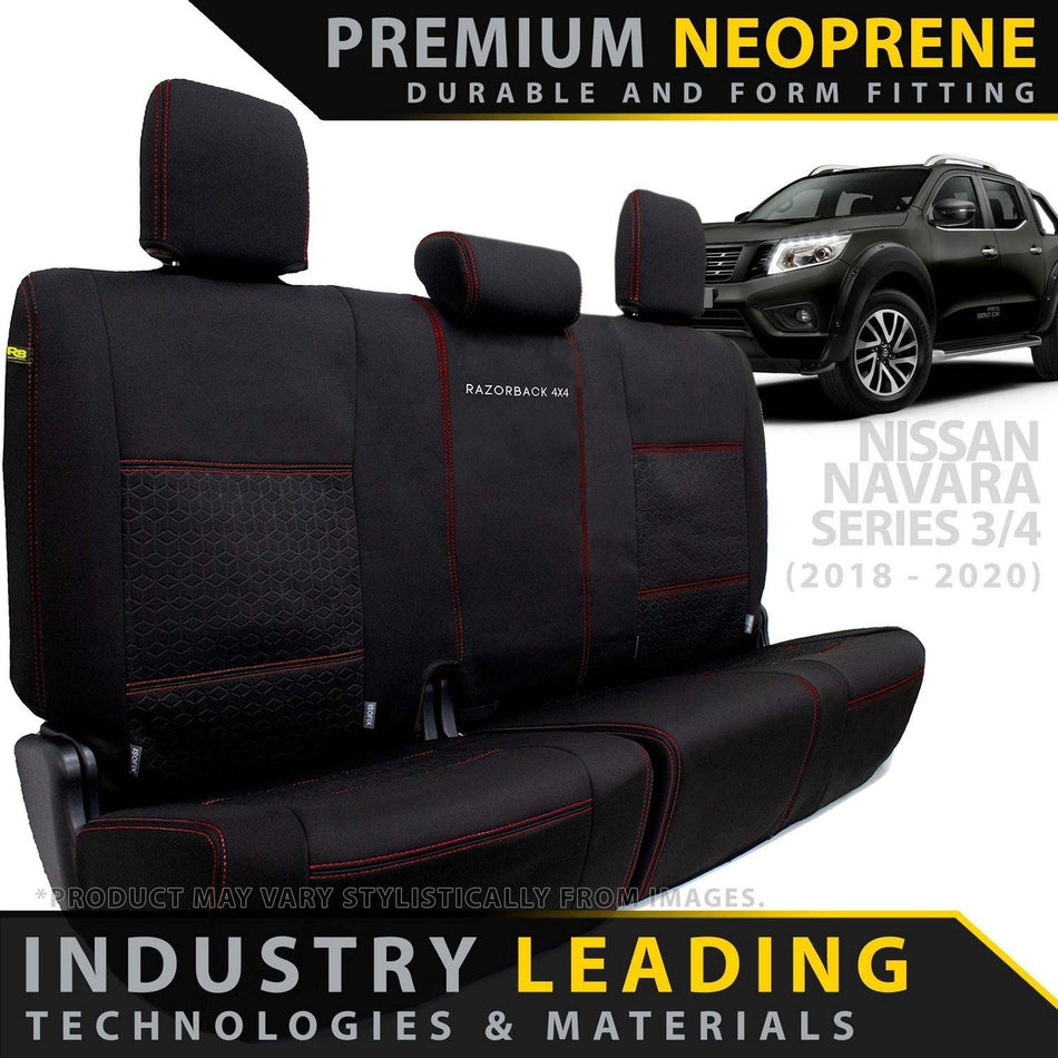 Razorback 4x4 - Nissan Navara NP300 Series 3 & 4 Premium Neoprene Rear Row Seat Covers (Made to Order) - 4X4OC™ | 4x4 Offroad Centre