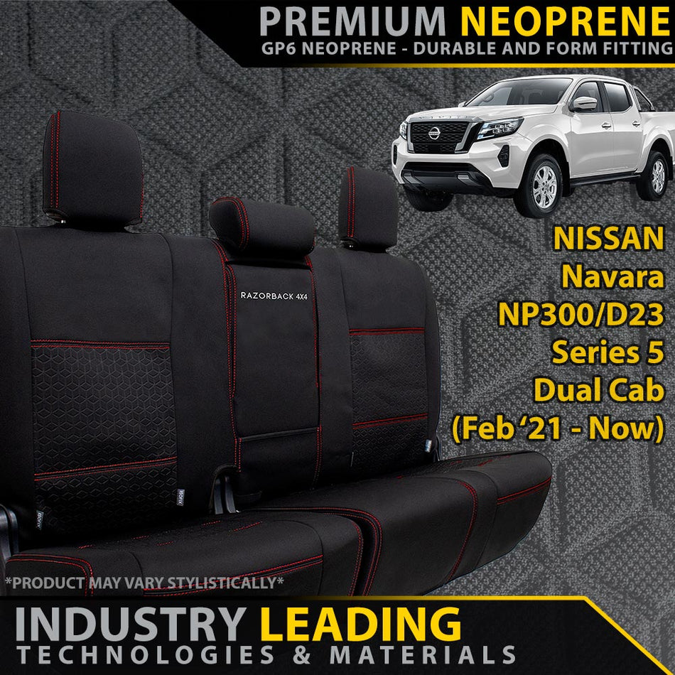 Razorback 4x4 - Nissan Navara Series 5 Premium Neoprene Rear Row Seat Covers (Made to Order) - 4X4OC™ | 4x4 Offroad Centre