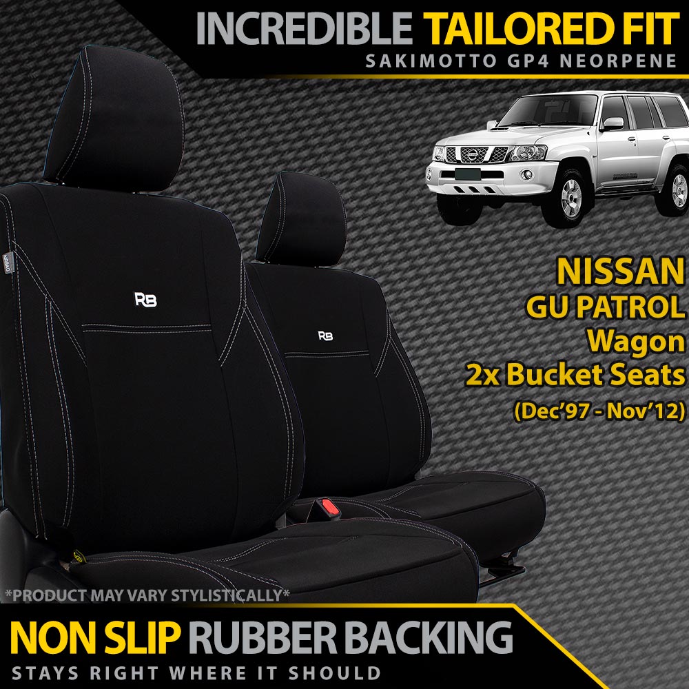 Razorback 4x4 - Nissan Patrol GU Wagon Neoprene 2x Front Seat Covers (Available) - 4X4OC™ | 4x4 Offroad Centre