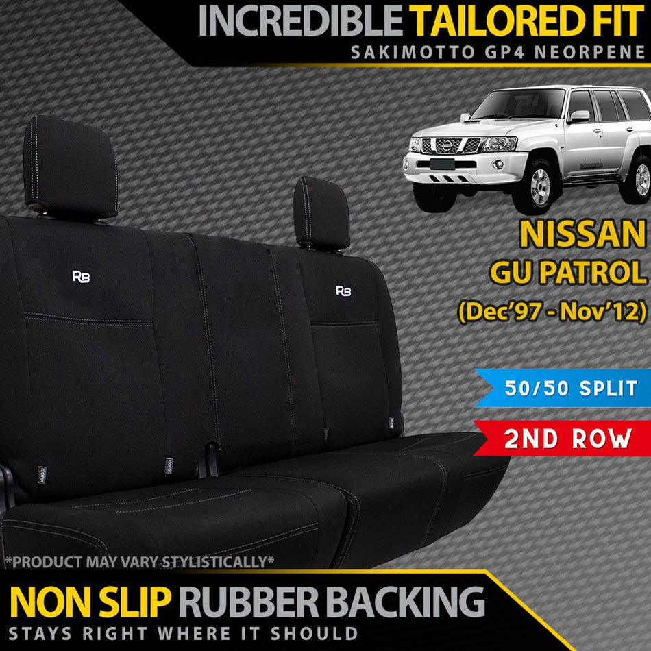 Razorback 4x4 - Nissan Patrol GU Wagon Neoprene 50/50 Split Rear Rows Seat Covers (Made to Order) - 4X4OC™ | 4x4 Offroad Centre