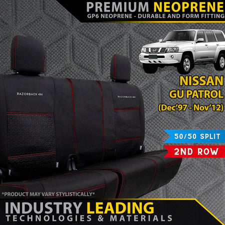 Razorback 4x4 - Nissan Patrol GU Wagon Premium Neoprene 50/50 Split Rear Rows Seat Covers (Available) - 4X4OC™ | 4x4 Offroad Centre