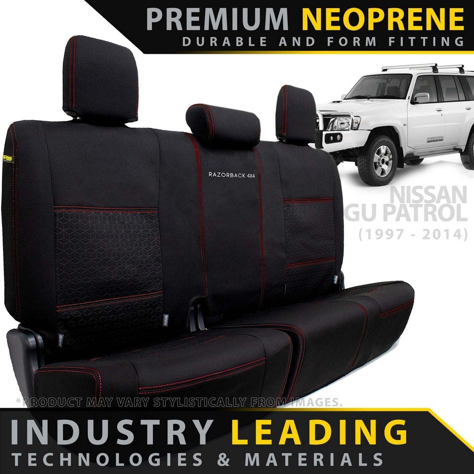 Razorback 4x4 - Nissan Patrol GU Wagon Premium Neoprene 50/50 Split Rear Rows Seat Covers (Made to Order) - 4X4OC™ | 4x4 Offroad Centre