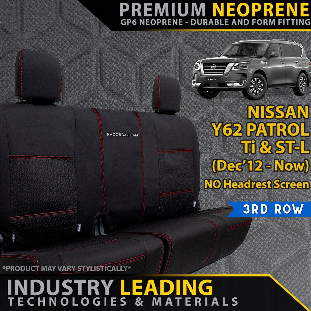 Razorback 4x4 - Nissan Patrol Y62 Premium Neoprene 3rd Row Seat Covers (Made to Order) - 4X4OC™ | 4x4 Offroad Centre