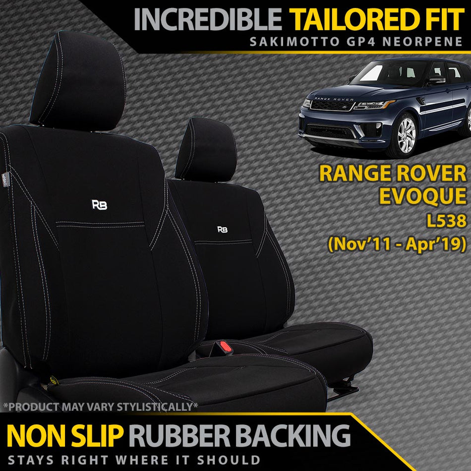 Razorback 4x4 - Range Rover Evoque L538 Neoprene 2x Front Seat Covers (Made to Order) - 4X4OC™ | 4x4 Offroad Centre