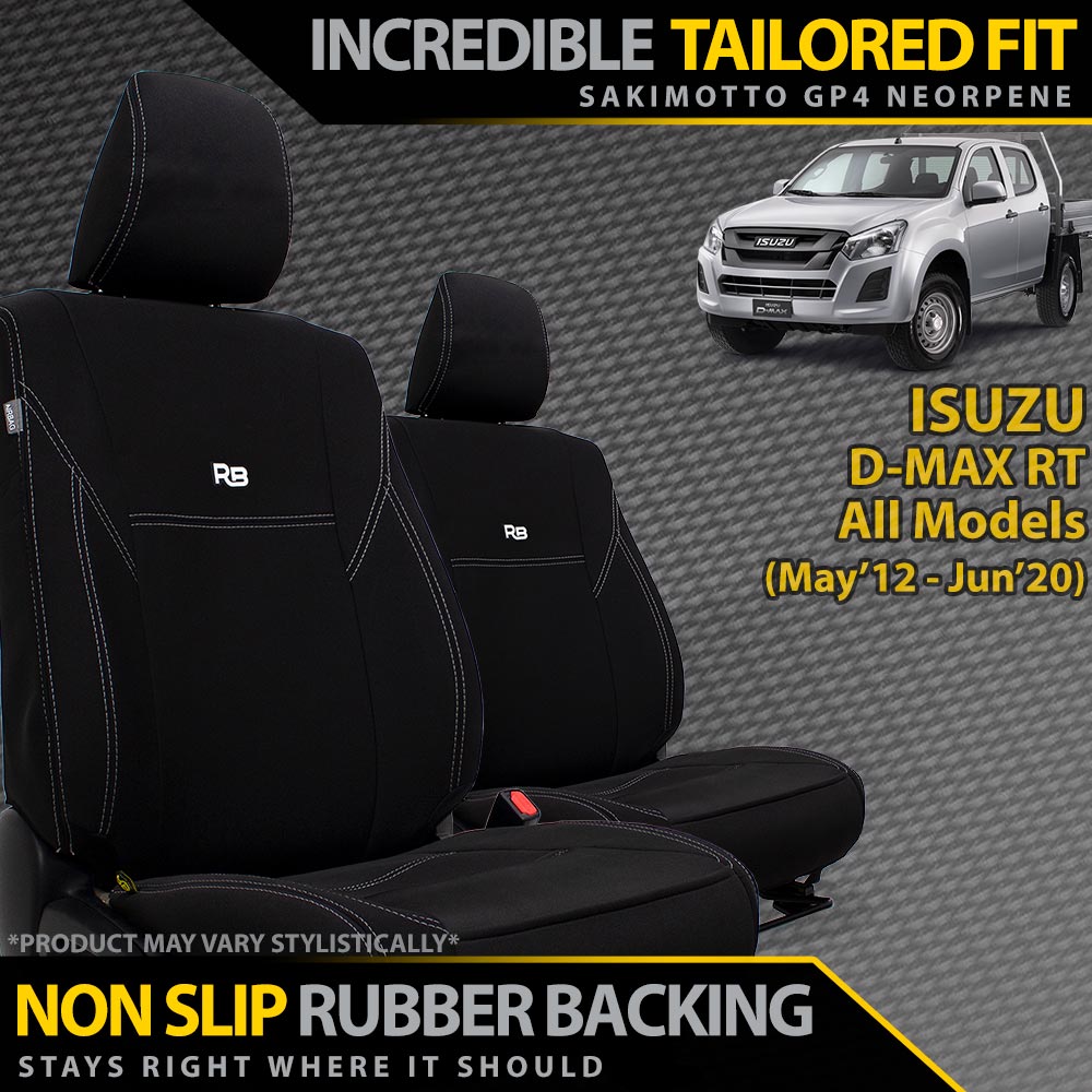 Razorback 4x4 - Razorback 4x4 GP4 Standard Neoprene 2x Front Seat Covers Suitable for a Isuzu D - MAX RT (SX, EX, LS - M, LS - U, LS - Terrain, X - Runner - May 2012 - Jun 2020) - 4X4OC™ | 4x4 Offroad Centre