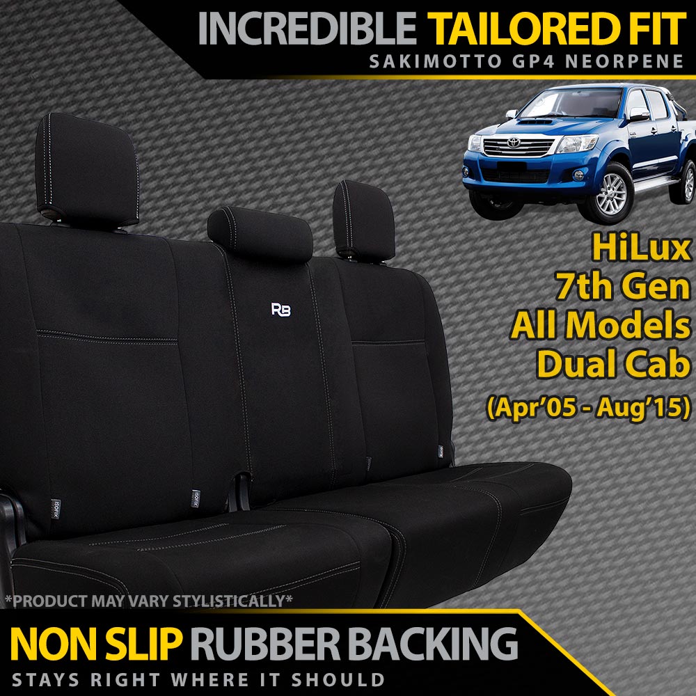 Razorback 4x4 - Razorback 4x4 GP4 Standard Neoprene Rear Seat Covers Suitable for a Toyota Hilux 7th Gen (N70) (All Dual Cab Models - Apr 2005 - Aug 2015) - 4X4OC™ | 4x4 Offroad Centre