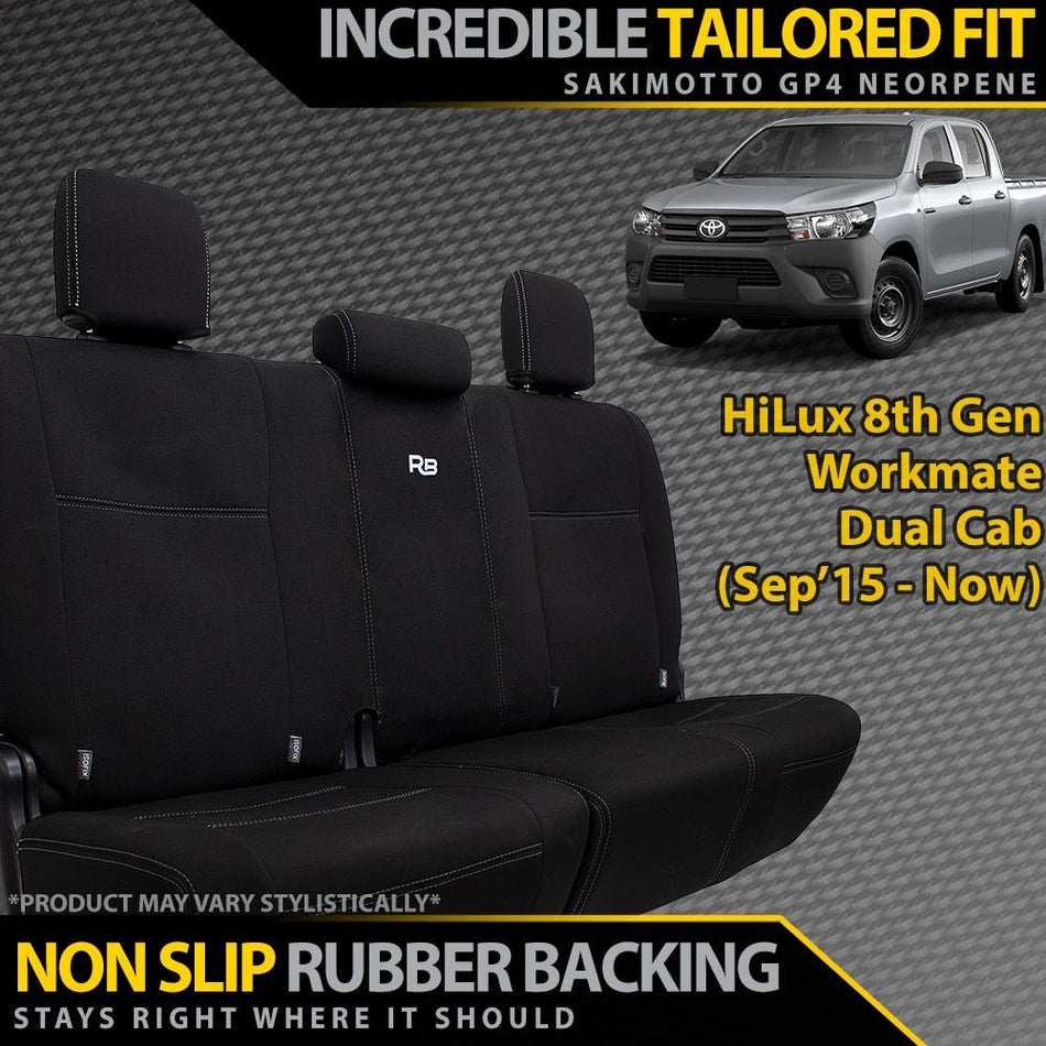 Razorback 4x4 - Razorback 4x4 GP4 Standard Neoprene Rear Seat Covers Suitable for a Toyota Hilux 8th Gen (N80) (Workmate - Sep 2015 - Current) - 4X4OC™ | 4x4 Offroad Centre