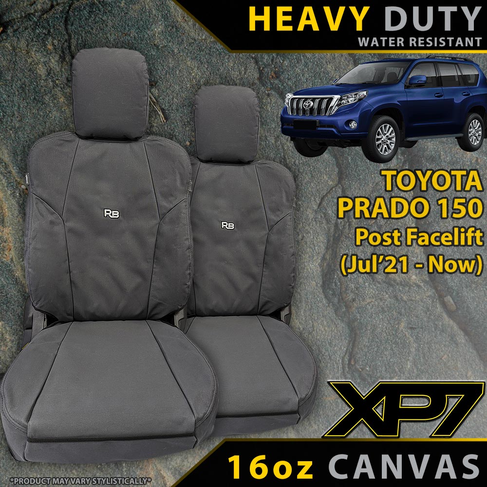 Razorback 4x4 - Razorback 4x4 XP7 Heavy Duty Canvas 2x Front Seat Covers Suitable for a Toyota Prado 150 (POST FACELIFT JULY 21+) (All Models - Jul 2021 - Current) - 4X4OC™ | 4x4 Offroad Centre