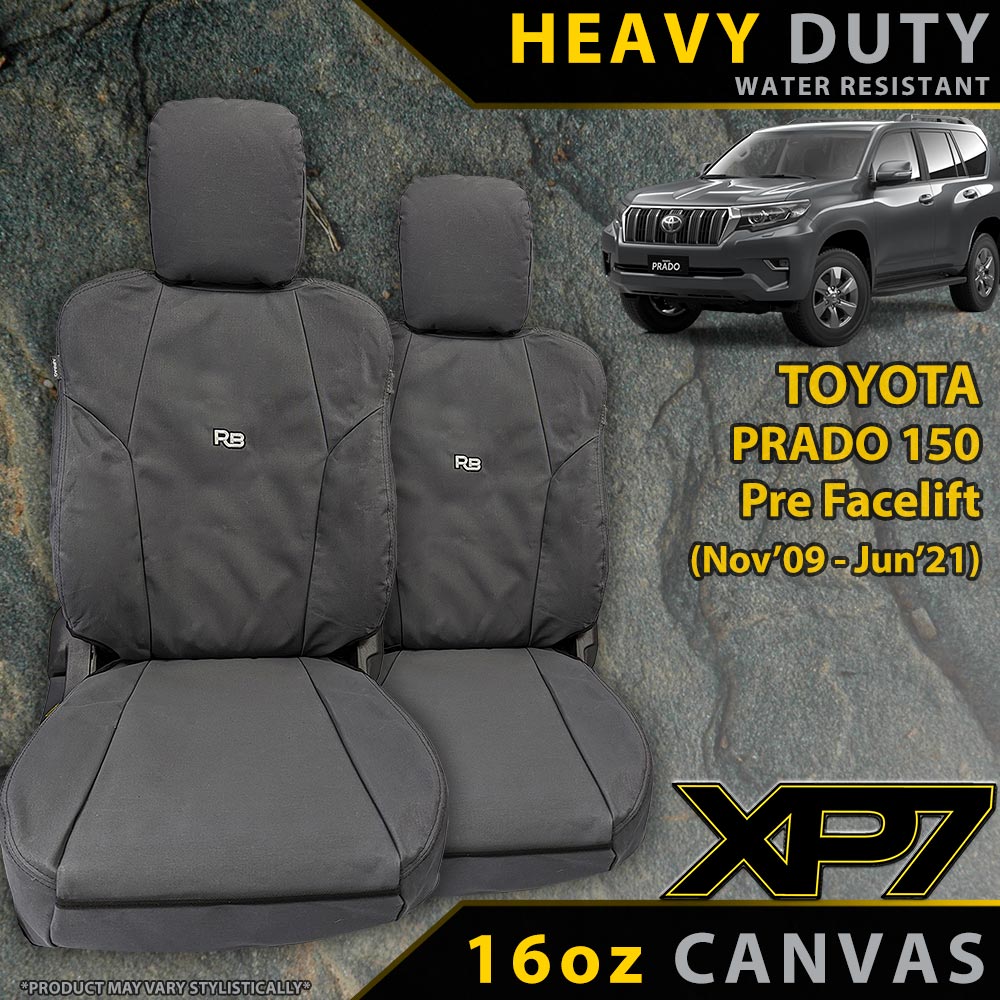 Razorback 4x4 - Razorback 4x4 XP7 Heavy Duty Canvas 2x Front Seat Covers Suitable for a Toyota Prado 150 (PRE FACELIFT) (All Models - Nov 2009 - Jun 2021) - 4X4OC™ | 4x4 Offroad Centre