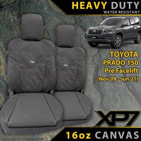 Razorback 4x4 - Razorback 4x4 XP7 Heavy Duty Canvas 2x Front Seat Covers Suitable for a Toyota Prado 150 (PRE FACELIFT) (All Models - Nov 2009 - Jun 2021) - 4X4OC™ | 4x4 Offroad Centre