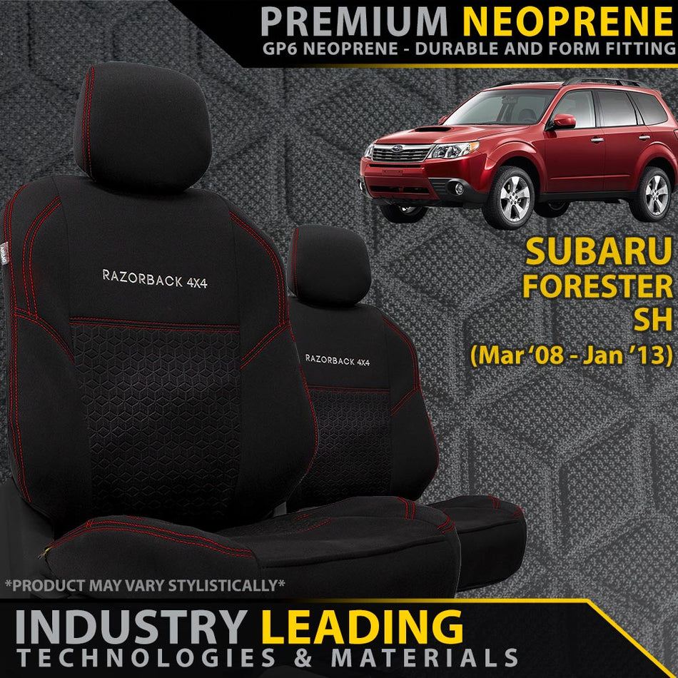 Razorback 4x4 - Subaru Forester SH Premium Neoprene 2x Front Seat Covers (Made to order) - 4X4OC™ | 4x4 Offroad Centre