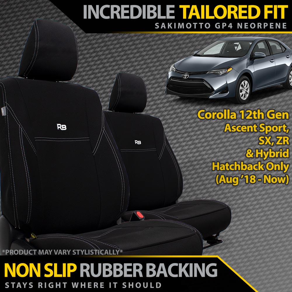 Razorback 4x4 - Toyota Corolla 12th Gen Neoprene 2x Front Row Seat Covers (Made to Order) - 4X4OC™ | 4x4 Offroad Centre