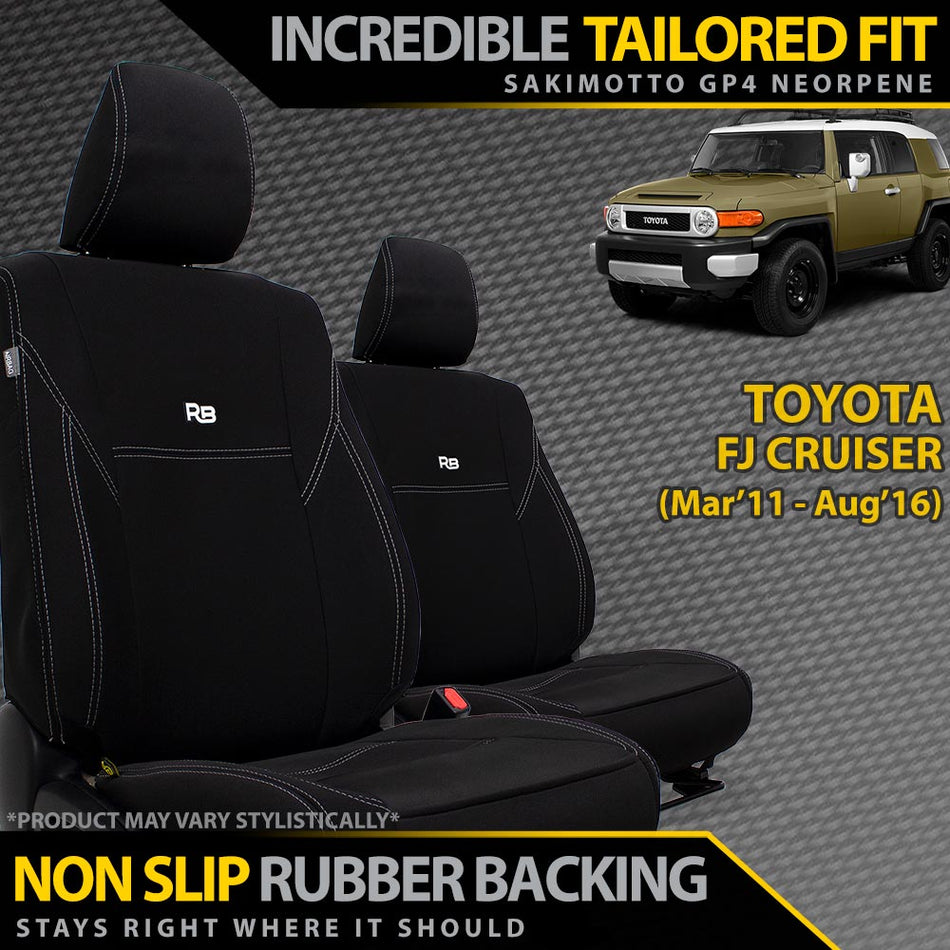 Razorback 4x4 - Toyota FJ Cruiser Neoprene 2x Front Row Seat Covers (Made to Order) - 4X4OC™ | 4x4 Offroad Centre