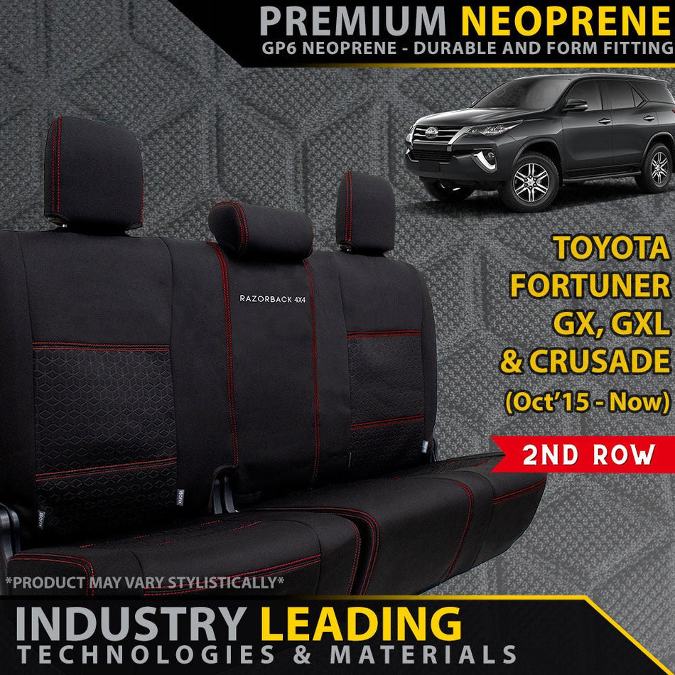 Razorback 4x4 - Toyota Fortuner Premium Neoprene 2nd Row Seat Covers (Made to Order) - 4X4OC™ | 4x4 Offroad Centre