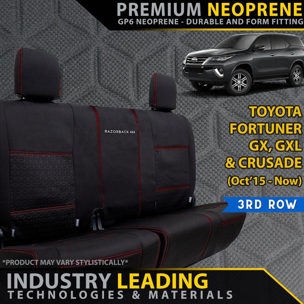 Razorback 4x4 - Toyota Fortuner Premium Neoprene 3rd Row Seat Covers (Made to Order) - 4X4OC™ | 4x4 Offroad Centre