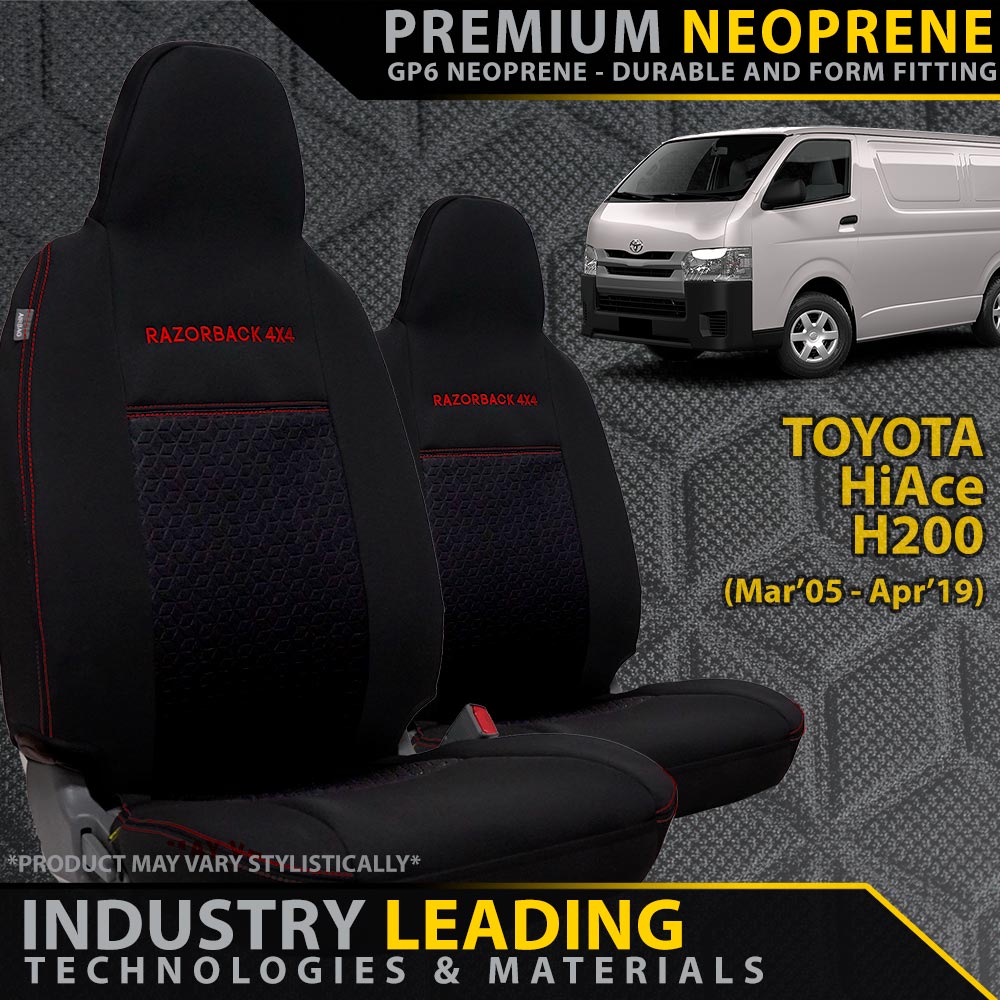 Razorback 4x4 - Toyota HiAce Premium Neoprene 2x Front Seat Covers (Made to Order) - 4X4OC™ | 4x4 Offroad Centre