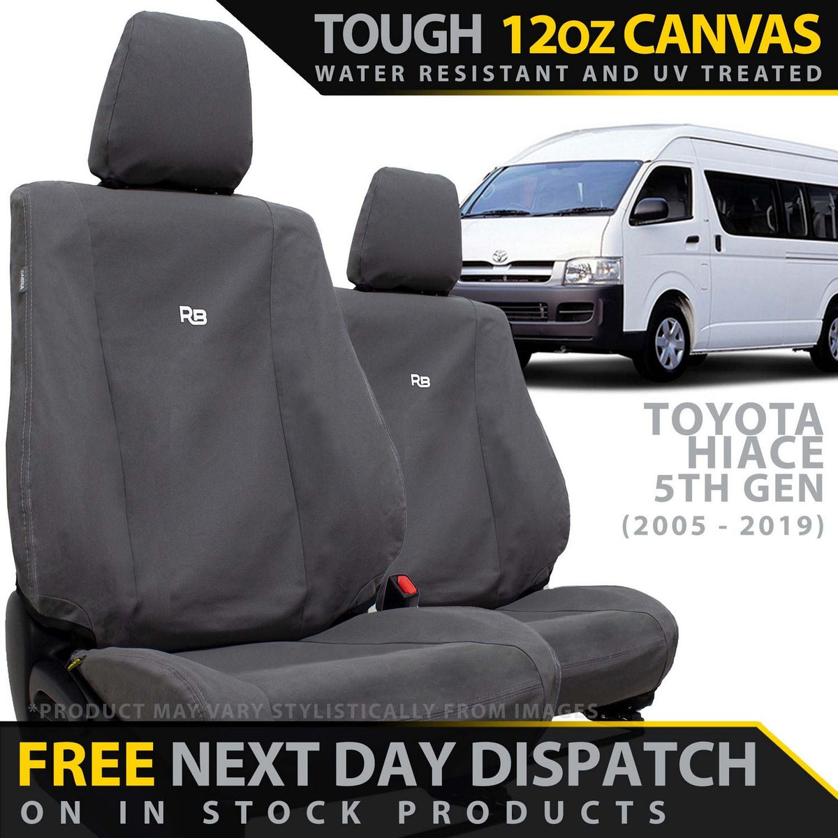 Razorback 4x4 - Toyota HiAce Retro Canvas 2x Front Seat Covers (In Stock) - 4X4OC™ | 4x4 Offroad Centre