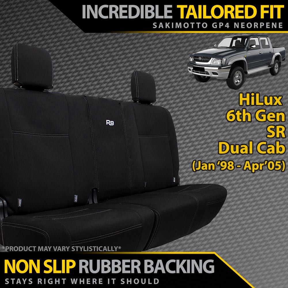 Razorback 4x4 - Toyota HiLux 6th Gen Neoprene 100% Rear Bench Seat Covers (In Stock) - 4X4OC™ | 4x4 Offroad Centre