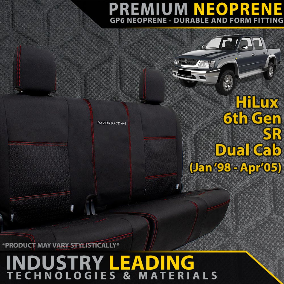 Razorback 4x4 - Toyota Hilux 6th Gen Premium Neoprene 100% Rear Bench Seat Covers (Made to Order) - 4X4OC™ | 4x4 Offroad Centre