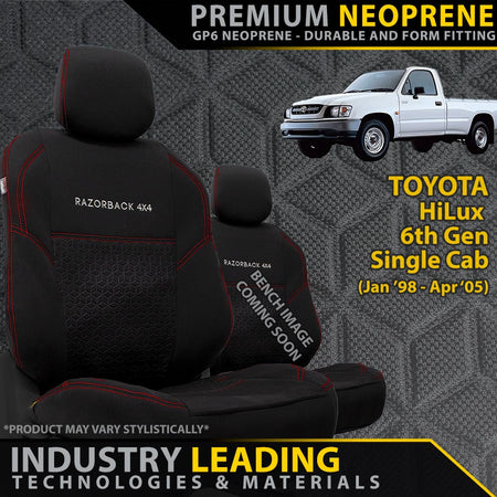 Razorback 4x4 - Toyota Hilux 6th Gen Premium Neoprene Bucket & 3/4 Bench Seat Covers (Made to Order) - 4X4OC™ | 4x4 Offroad Centre