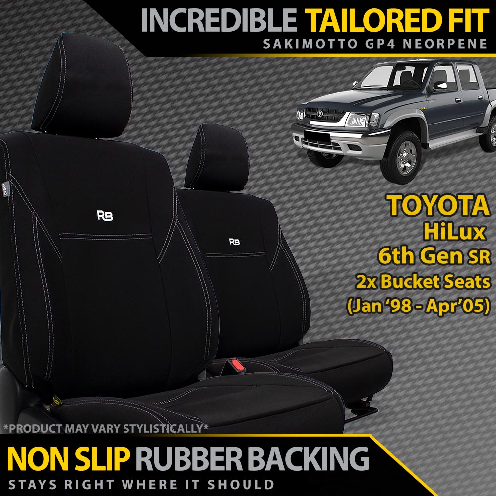 Razorback 4x4 - Toyota HiLux 6th Gen SR Neoprene 2x Front Seat Covers (In Stock) - 4X4OC™ | 4x4 Offroad Centre