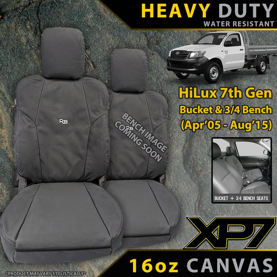 Razorback 4x4 - Toyota HiLux 7th Gen Bucket + 3/4 Bench Heavy Duty XP7 Canvas 2x Front Seat Covers (Made to Order) - 4X4OC™ | 4x4 Offroad Centre