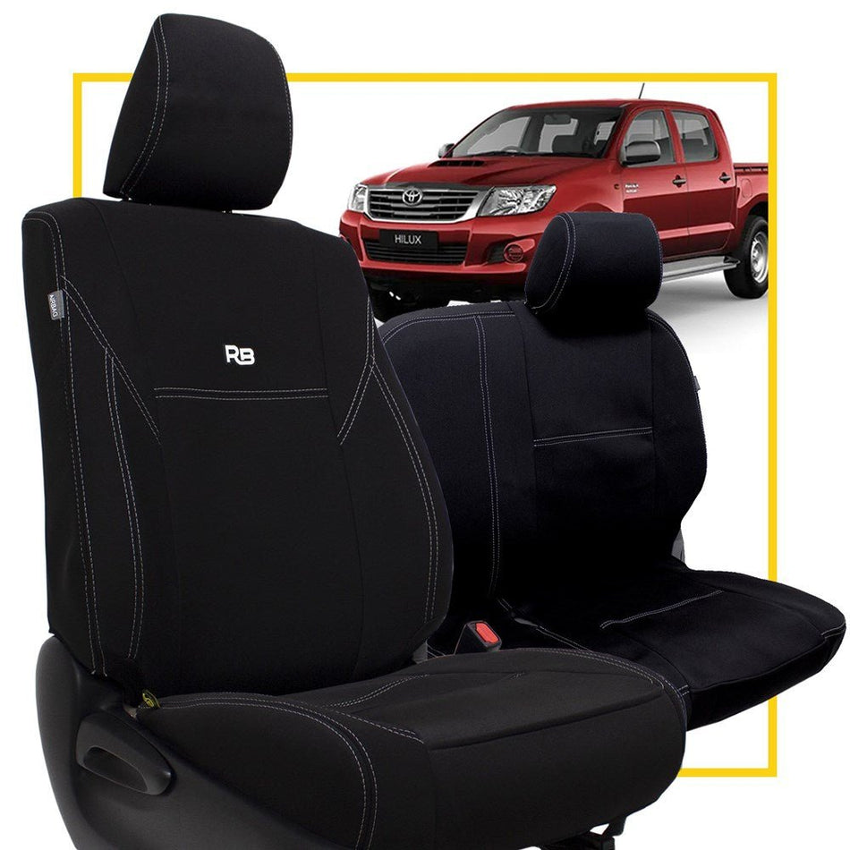 Razorback 4x4 - Toyota Hilux 7th Gen Workmate Bucket + 3/4 Bench Seat Neoprene 2x Front Seat Covers (No Logo) - 4X4OC™ | 4x4 Offroad Centre