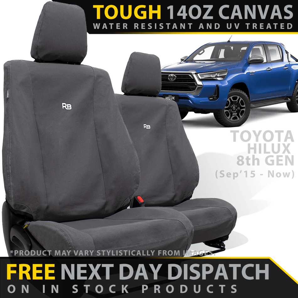 Razorback 4x4 - Toyota HiLux 8th Gen Canvas 2x Front Seat Covers - 4X4OC™ | 4x4 Offroad Centre