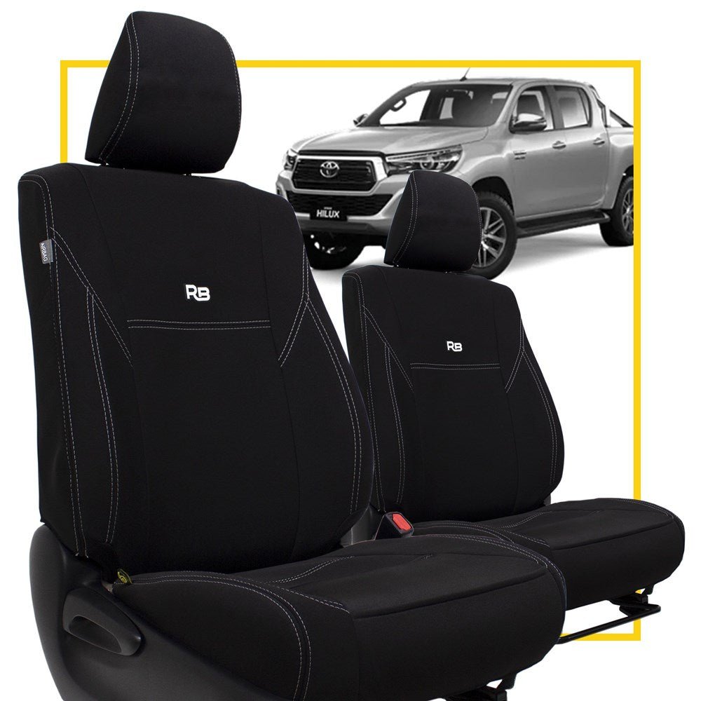 Razorback 4x4 - Toyota HiLux 8th Gen Neoprene 2x Front Seat Covers (No Logo) - 4X4OC™ | 4x4 Offroad Centre