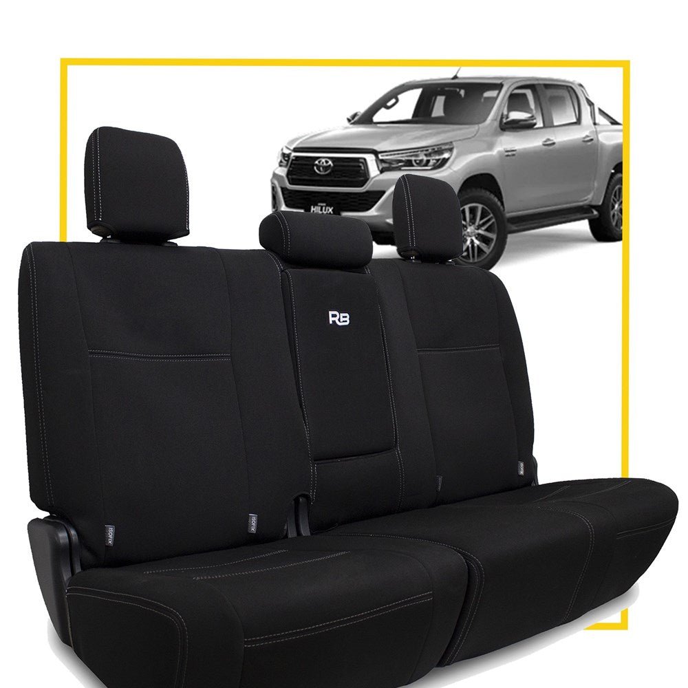 Razorback 4x4 - Toyota HiLux 8th Gen Neoprene Rear Row Seat Covers (No Logo) - 4X4OC™ | 4x4 Offroad Centre