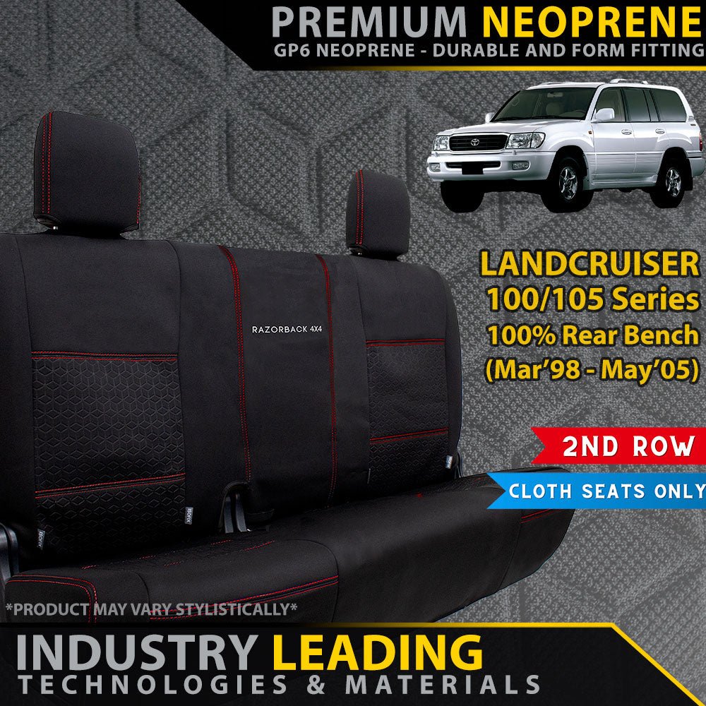 Razorback 4x4 - Toyota Landcruiser 100/105 series Premium Neoprene 100% Rear Bench Covers (Made to Order) - 4X4OC™ | 4x4 Offroad Centre