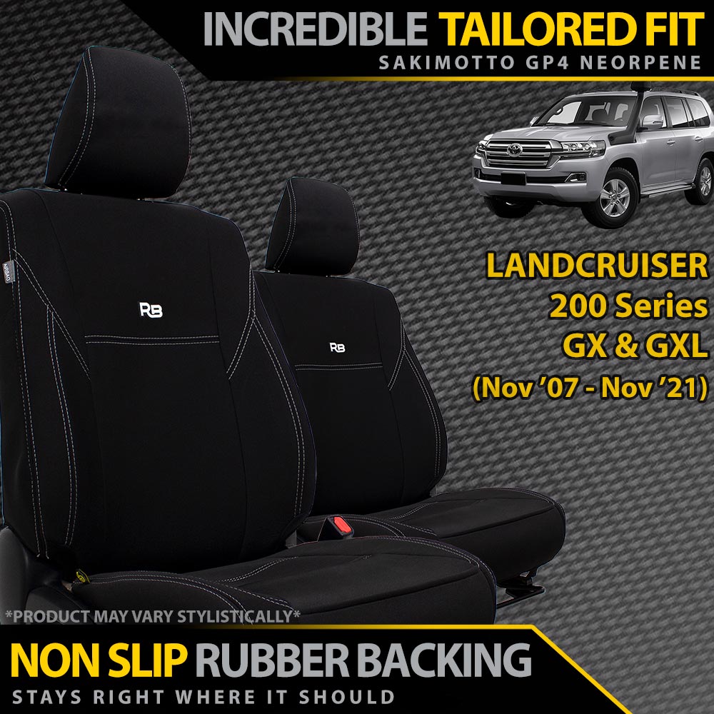 Razorback 4x4 - Toyota Landcruiser 200 Series GX/GXL Neoprene 2x Front Seat Covers (Made to Order) - 4X4OC™ | 4x4 Offroad Centre