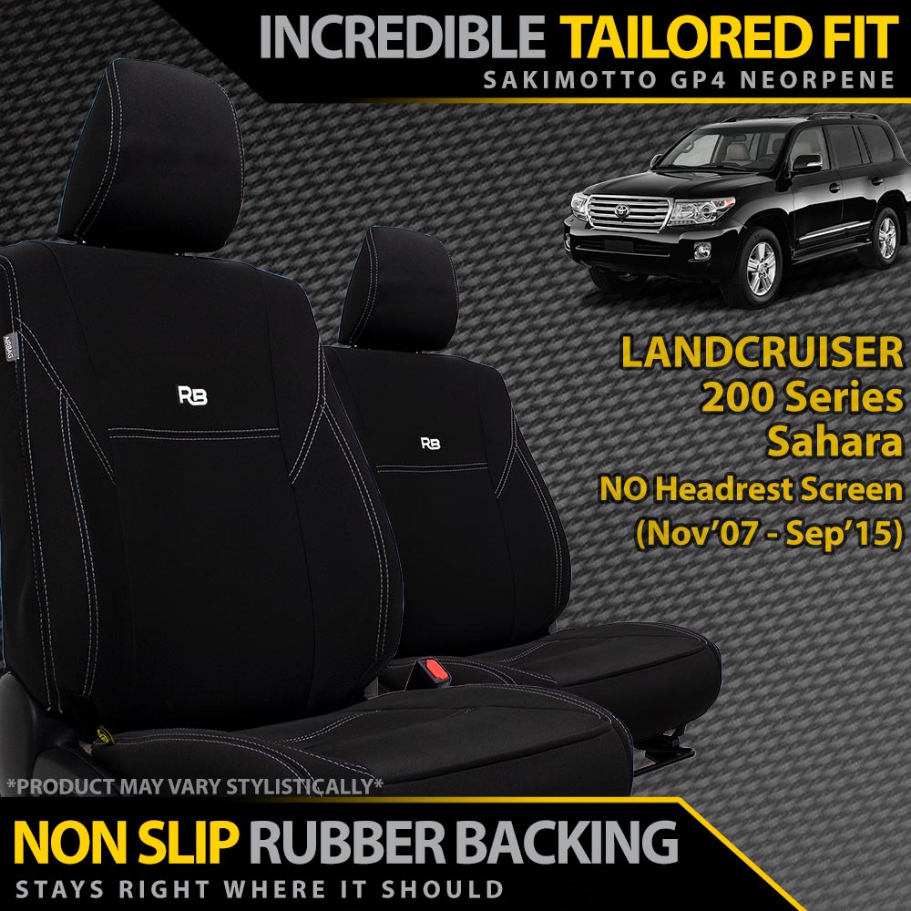 Razorback 4x4 - Toyota Landcruiser 200 Series Sahara (Pre Facelift) Neoprene 2x Front Seat Covers (Made to Order) - 4X4OC™ | 4x4 Offroad Centre