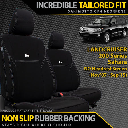 Razorback 4x4 - Toyota Landcruiser 200 Series Sahara (Pre Facelift) Neoprene 2x Front Seat Covers (Made to Order) - 4X4OC™ | 4x4 Offroad Centre