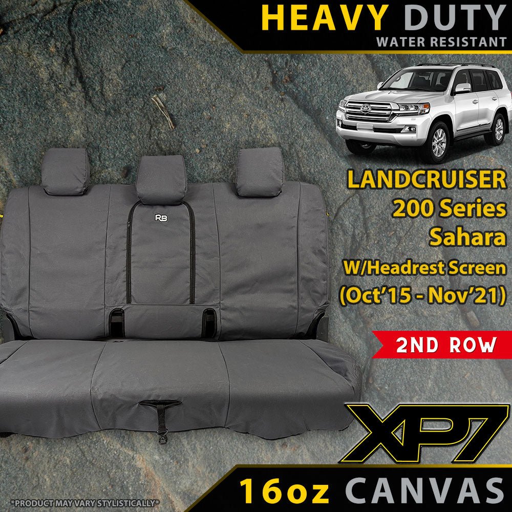 Razorback 4x4 - Toyota Landcruiser 200 Series Sahara W/Headrest Screen Heavy Duty XP7 Canvas 2nd Row Seat Covers (Made to Order) - 4X4OC™ | 4x4 Offroad Centre