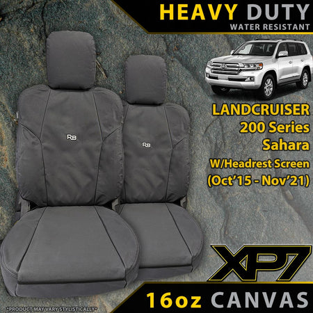 Razorback 4x4 - Toyota Landcruiser 200 Series Sahara W/Headrest Screen Heavy Duty XP7 Canvas 2x Front Row Seat Covers (Made to Order) - 4X4OC™ | 4x4 Offroad Centre